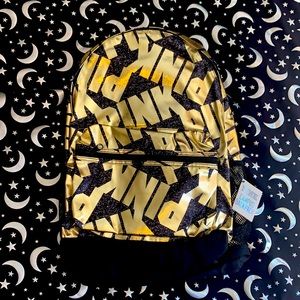 Victorias Secret PINK Brand Black and Gold Backpack